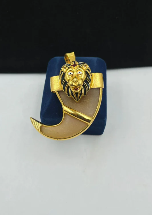 1 Gram Gold Plated Dull Lion Nail Pendant for Men
